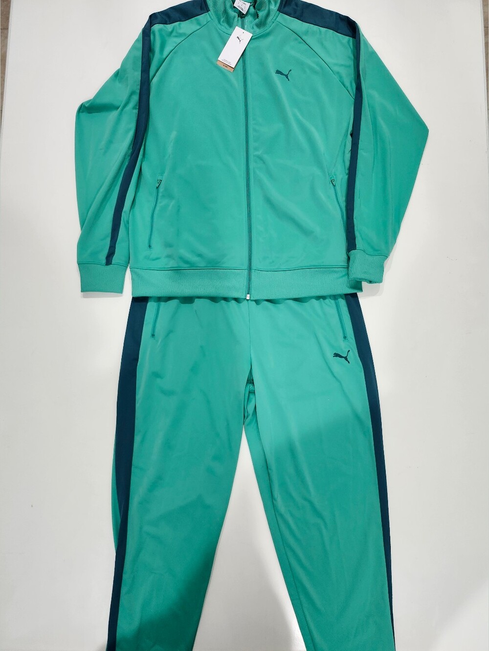 Puma Men's Essential T7 Athletic Fit Track Jacket & Pants Vibrant Green Size XL
